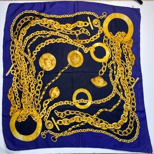 Celine Jewelry Motif Large Format Vintage Silk Scarf Purple 34”x34”